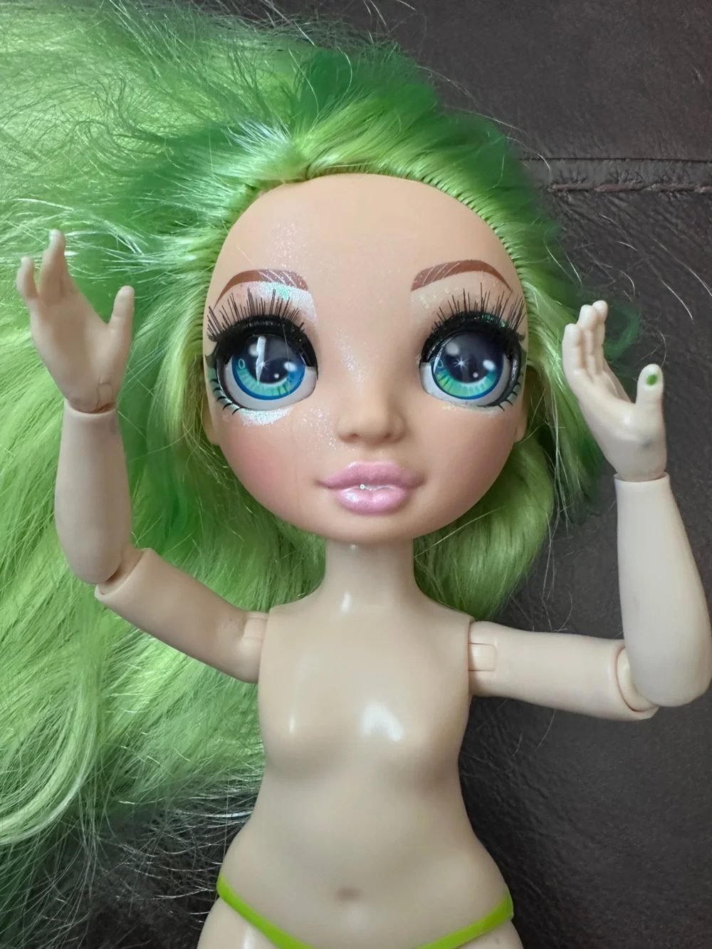 Rainbow High Jade Hunter unclothed  articulated fashion doll long green hair